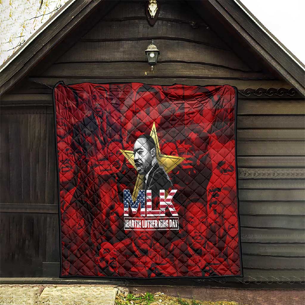 MLK Day Quilt Martin Luther King Jr Tribute American Flag Lettering - African Pride