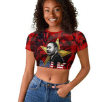 MLK Day Raglan Cropped T shirt Martin Luther King Jr Tribute American Flag Lettering TS04