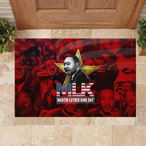 MLK Day Rubber Doormat Martin Luther King Jr Tribute American Flag Lettering - African Pride