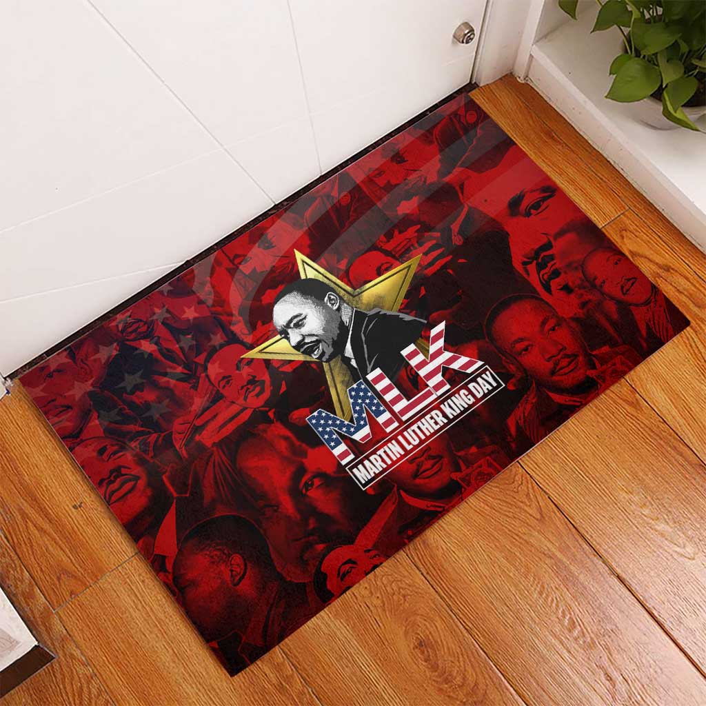 MLK Day Rubber Doormat Martin Luther King Jr Tribute American Flag Lettering - African Pride