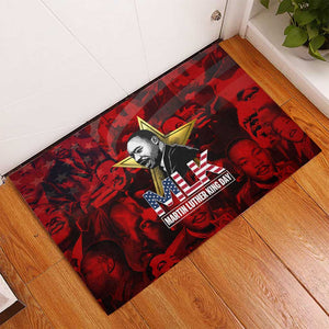 MLK Day Rubber Doormat Martin Luther King Jr Tribute American Flag Lettering - African Pride