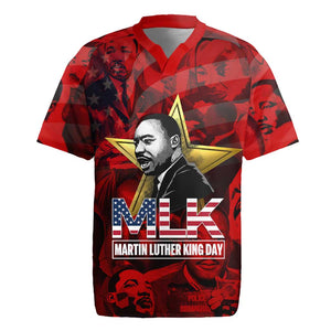 MLK Day Rugby Jersey Martin Luther King Jr Tribute American Flag Lettering TS04