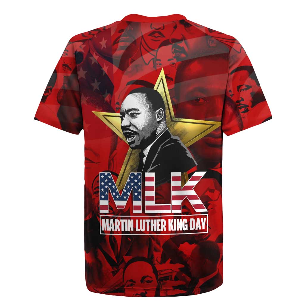 MLK Day Rugby Jersey Martin Luther King Jr Tribute American Flag Lettering TS04