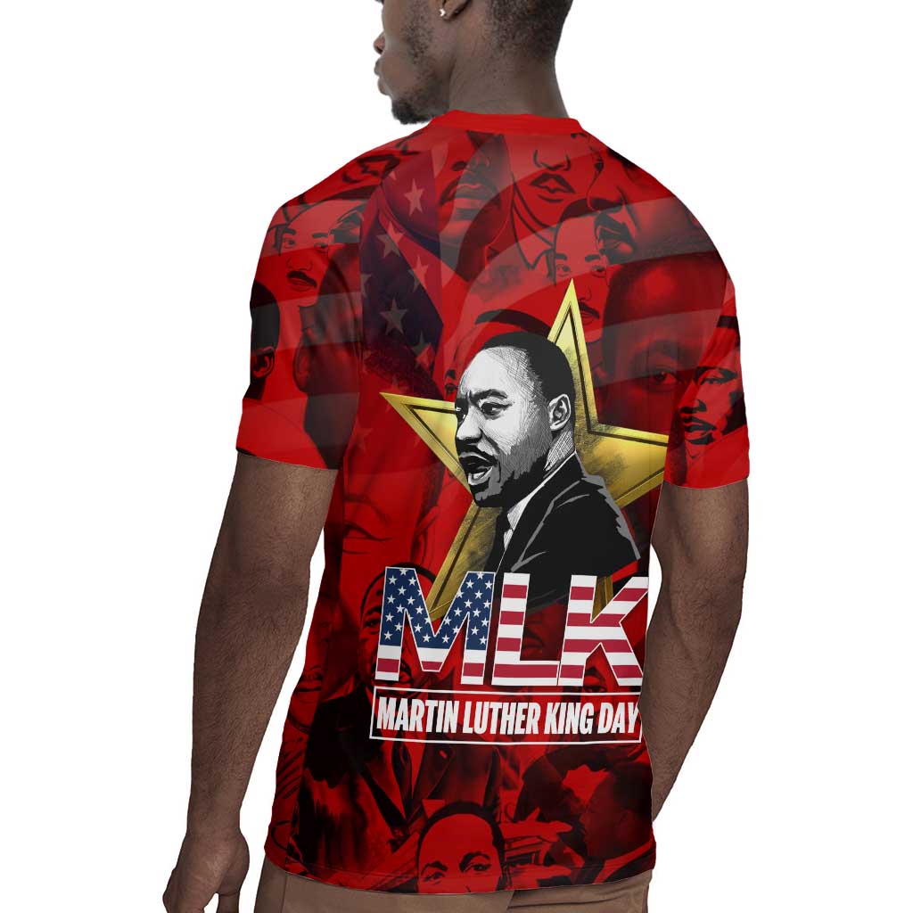 MLK Day Rugby Jersey Martin Luther King Jr Tribute American Flag Lettering TS04