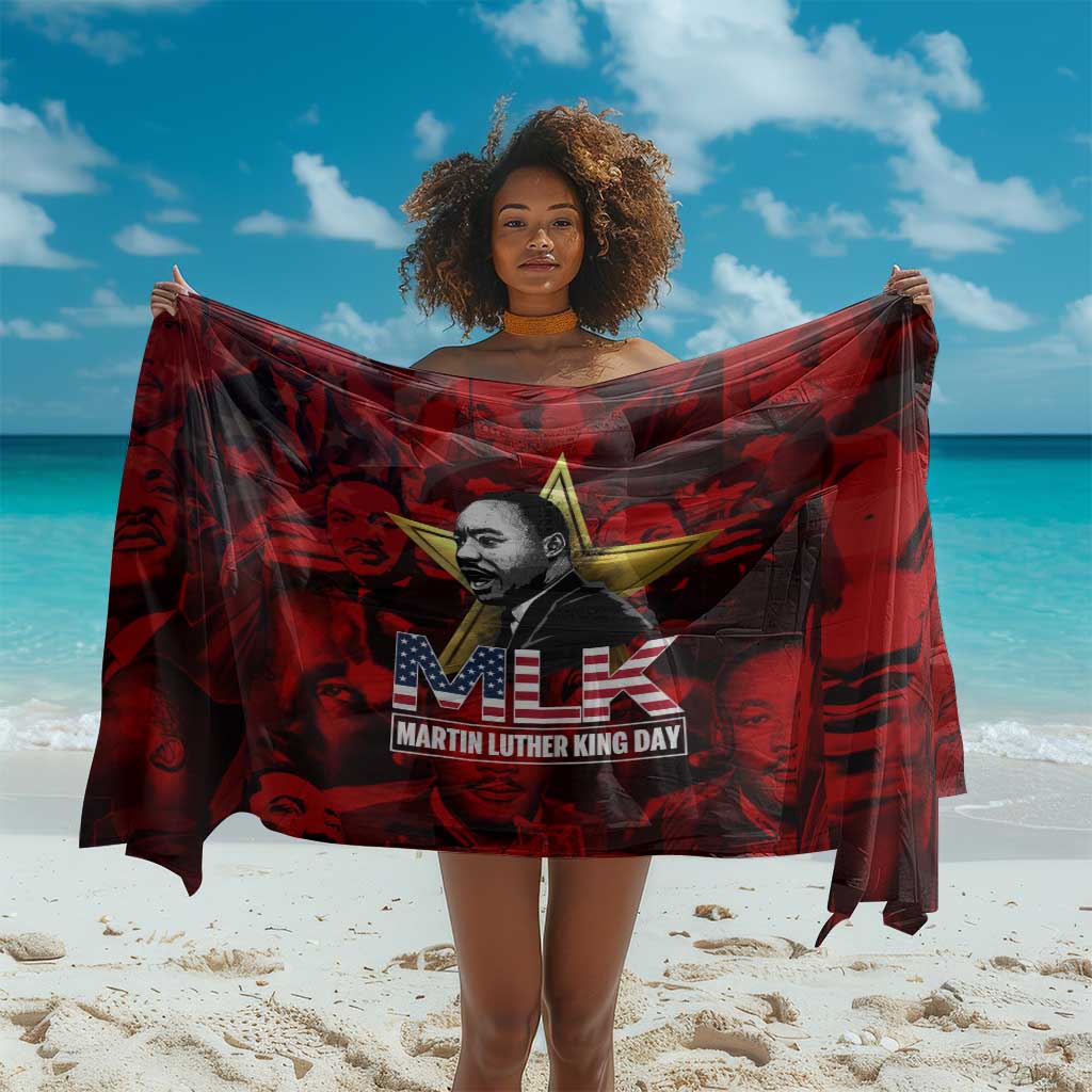 MLK Day Sarong Martin Luther King Jr Tribute American Flag Lettering - African Pride