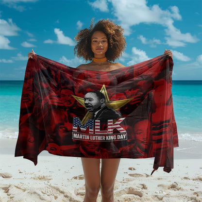 MLK Day Sarong Martin Luther King Jr Tribute American Flag Lettering - African Pride