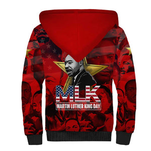 MLK Day Sherpa Hoodie Martin Luther King Jr Tribute American Flag Lettering - African Pride