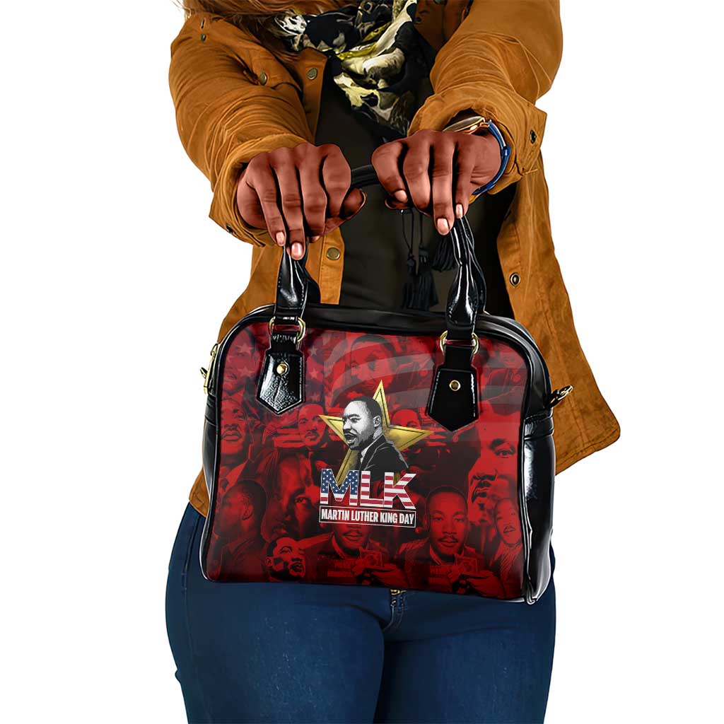 MLK Day Shoulder Handbag Martin Luther King Jr Tribute American Flag Lettering - African Pride