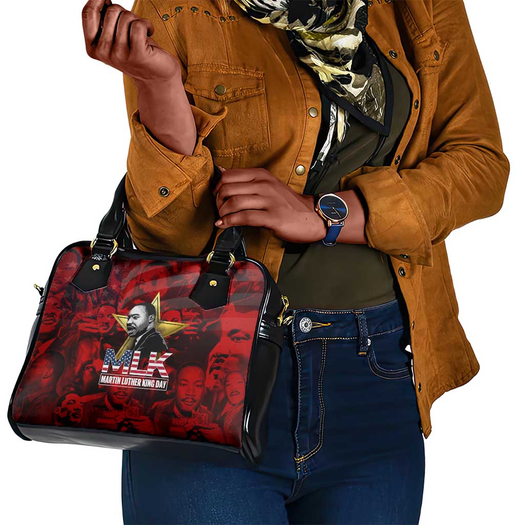 MLK Day Shoulder Handbag Martin Luther King Jr Tribute American Flag Lettering - African Pride