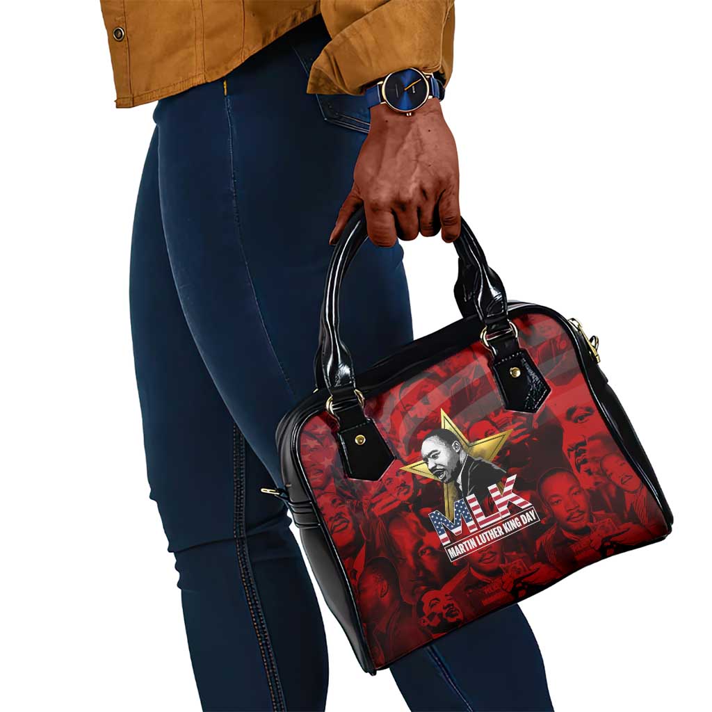 MLK Day Shoulder Handbag Martin Luther King Jr Tribute American Flag Lettering - African Pride