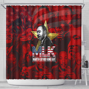 MLK Day Shower Curtain Martin Luther King Jr Tribute American Flag Lettering - African Pride
