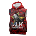 MLK Day Sleeveless Zip Hoodie Martin Luther King Jr Tribute American Flag Lettering - African Pride