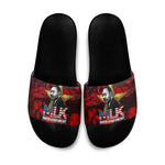 MLK Day Slide Sandals Martin Luther King Jr Tribute American Flag Lettering - African Pride