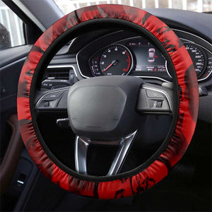 MLK Day Steering Wheel Cover Martin Luther King Jr Tribute American Flag Lettering - African Pride