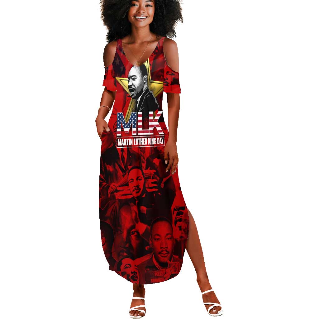 MLK Day Summer Maxi Dress Martin Luther King Jr Tribute American Flag Lettering TS04
