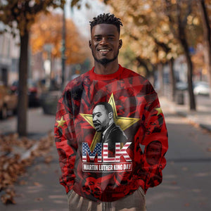 MLK Day Sweatshirt Martin Luther King Jr Tribute American Flag Lettering - African Pride
