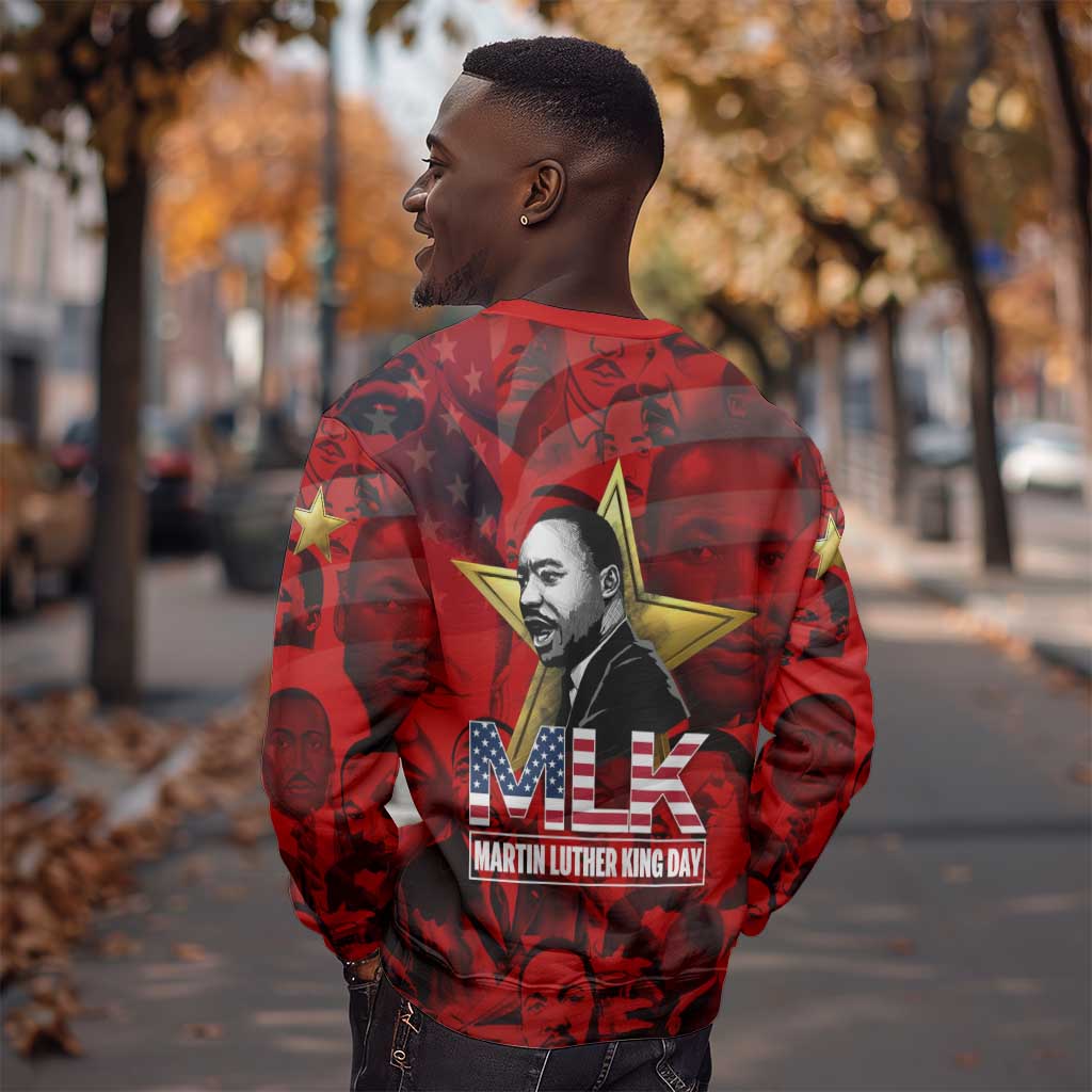 MLK Day Sweatshirt Martin Luther King Jr Tribute American Flag Lettering - African Pride