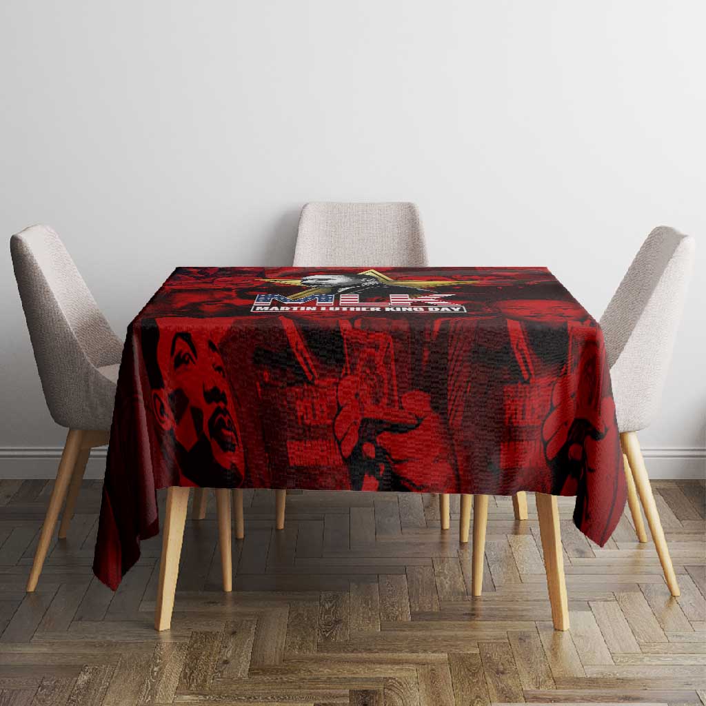 MLK Day Tablecloth Martin Luther King Jr Tribute American Flag Lettering - African Pride