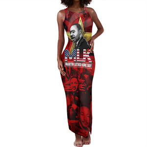 MLK Day Tank Maxi Dress Martin Luther King Jr Tribute American Flag Lettering - African Pride