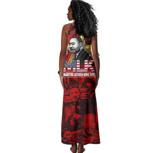 MLK Day Tank Maxi Dress Martin Luther King Jr Tribute American Flag Lettering - African Pride