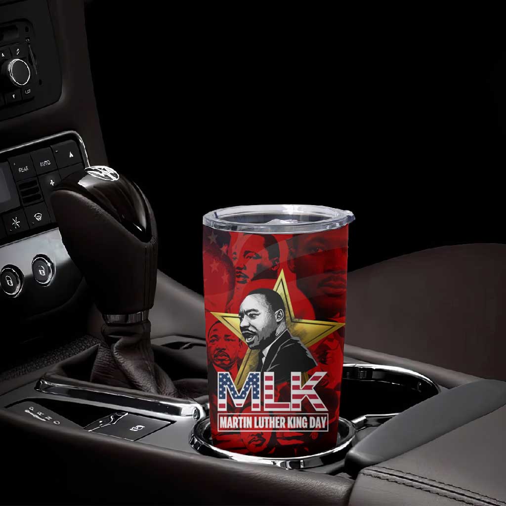 MLK Day Tumbler Cup Martin Luther King Jr Tribute American Flag Lettering - African Pride