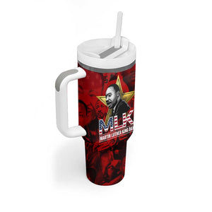 MLK Day Tumbler With Handle Martin Luther King Jr Tribute American Flag Lettering - African Pride