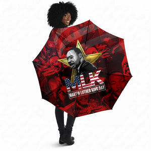 MLK Day Umbrella Martin Luther King Jr Tribute American Flag Lettering - African Pride