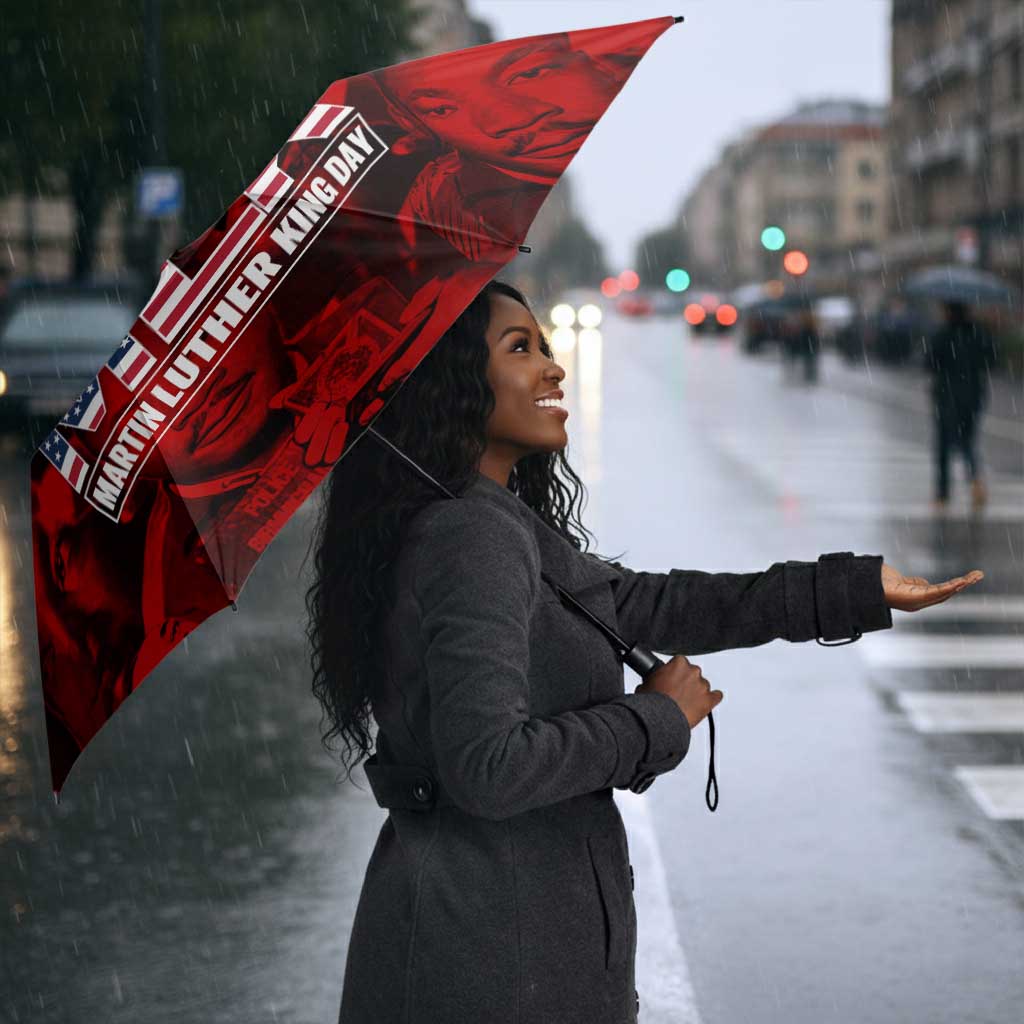 MLK Day Umbrella Martin Luther King Jr Tribute American Flag Lettering - African Pride