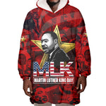 MLK Day Wearable Blanket Hoodie Martin Luther King Jr Tribute American Flag Lettering - African Pride