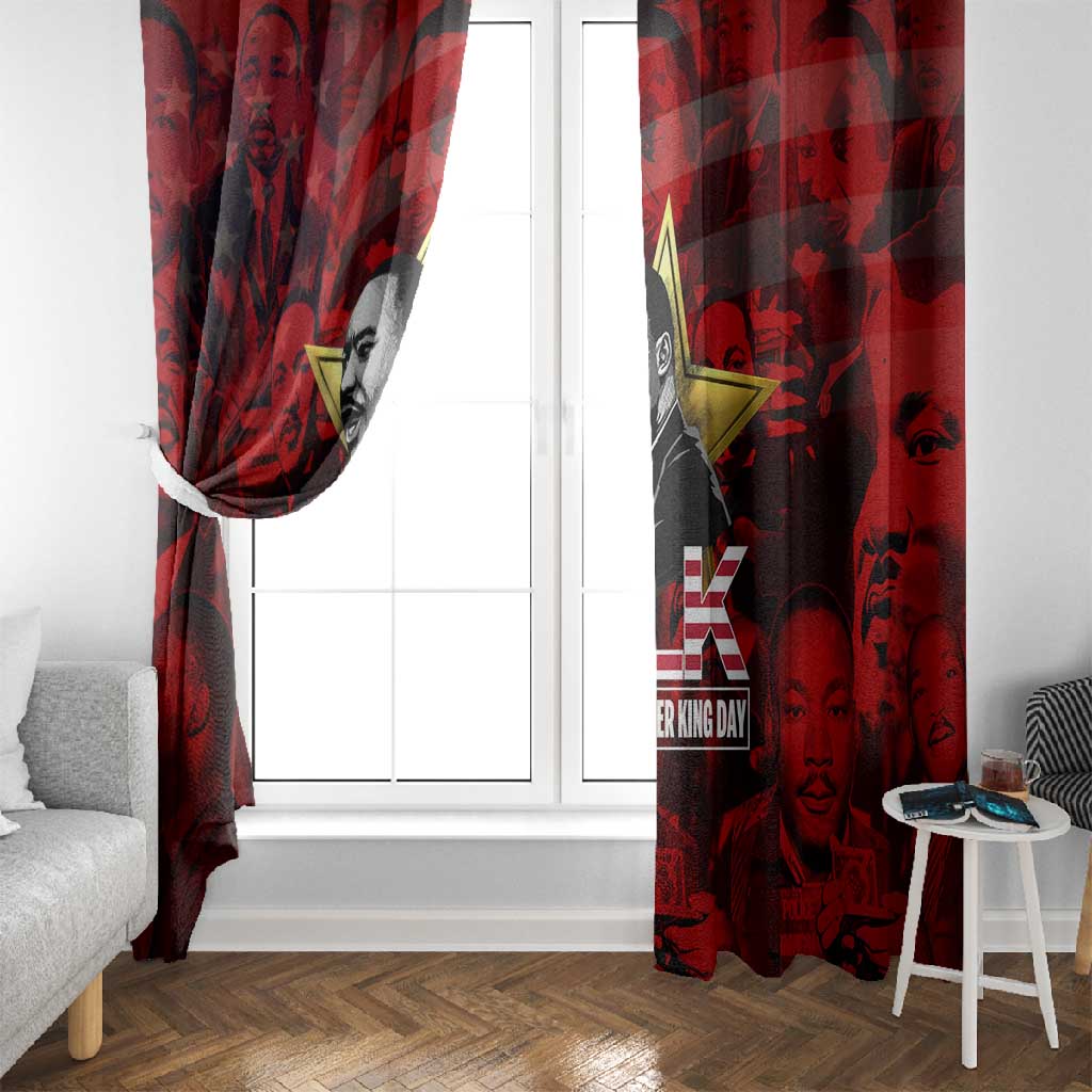 MLK Day Window Curtain Martin Luther King Jr Tribute American Flag Lettering - African Pride