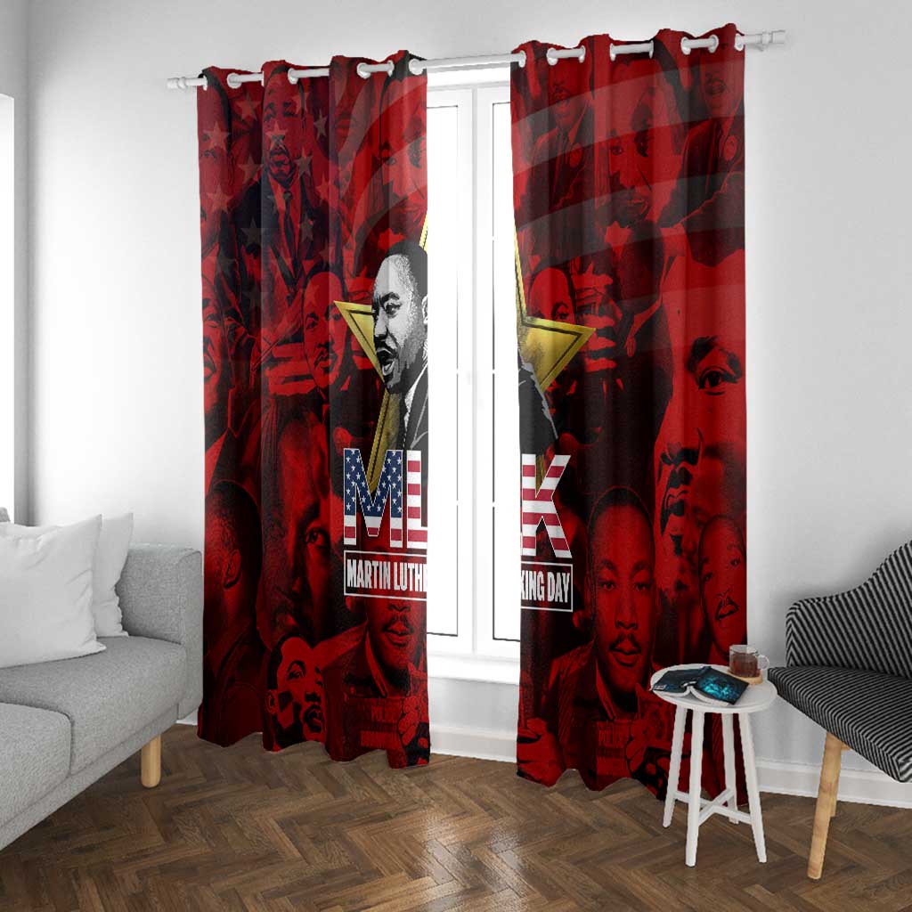 MLK Day Window Curtain Martin Luther King Jr Tribute American Flag Lettering - African Pride