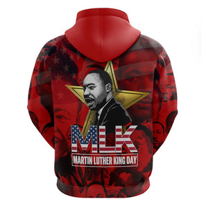 MLK Day Zip Hoodie Martin Luther King Jr Tribute American Flag Lettering - African Pride
