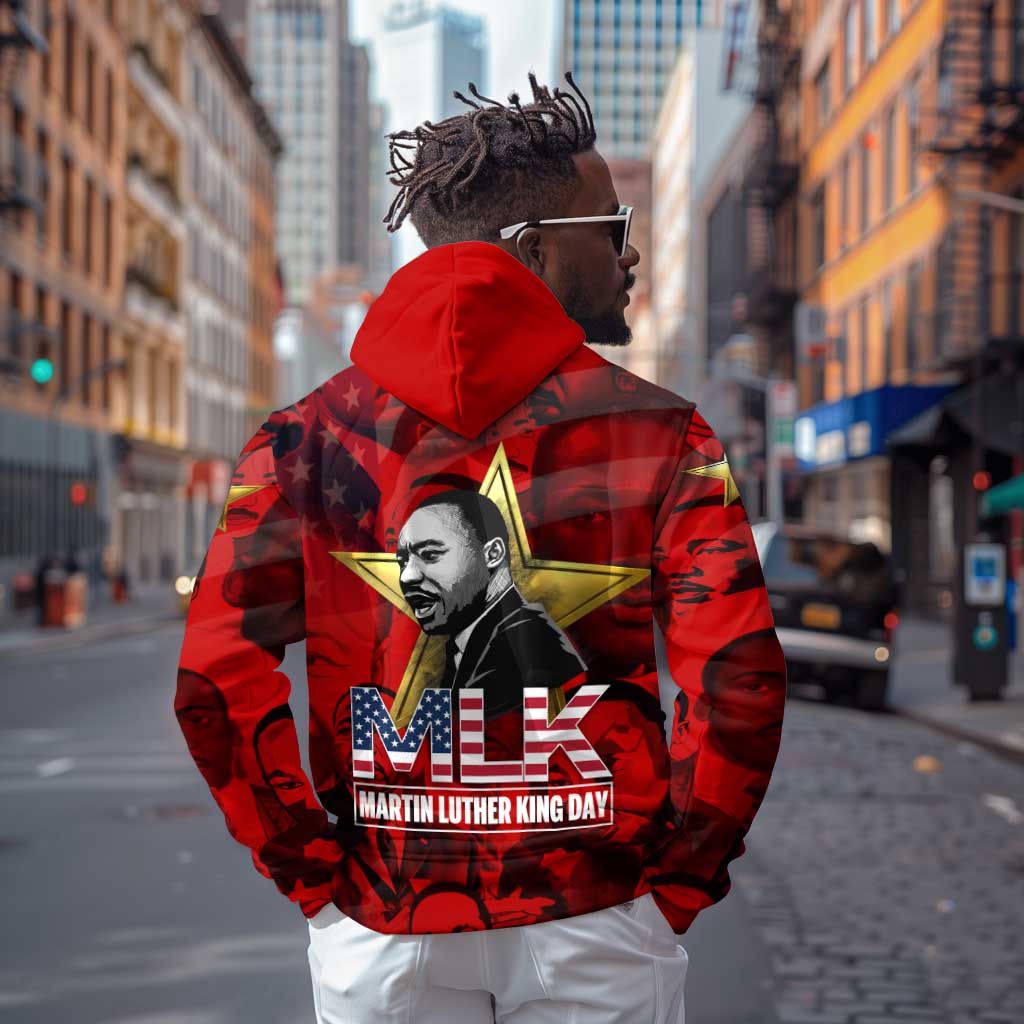 MLK Day Zip Hoodie Martin Luther King Jr Tribute American Flag Lettering - African Pride
