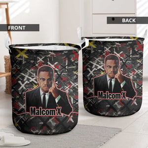 Malcolm X Laundry Basket Street Art Style Portrait Quote The Future Belongs to Those Who Prepare Civil Rights Tribute - African Pride