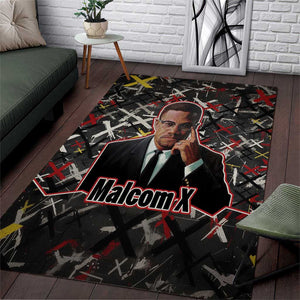 Malcolm X Area Rug Street Art Style Portrait Quote The Future Belongs to Those Who Prepare Civil Rights Tribute - African Pride