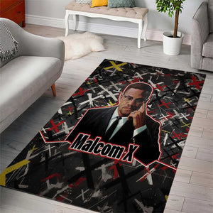 Malcolm X Area Rug Street Art Style Portrait Quote The Future Belongs to Those Who Prepare Civil Rights Tribute - African Pride