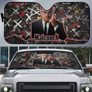 Malcolm X Auto Sun Shade Street Art Style Portrait Quote The Future Belongs to Those Who Prepare Civil Rights Tribute - African Pride