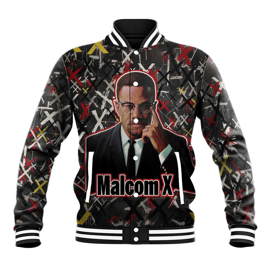 Malcolm X Baseball Jacket Street Art Style Portrait Quote The Future Belongs to Those Who Prepare Civil Rights Tribute - African Pride