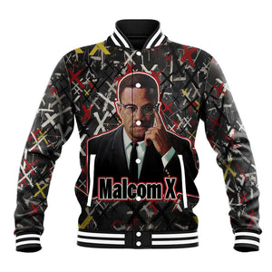 Malcolm X Baseball Jacket Street Art Style Portrait Quote The Future Belongs to Those Who Prepare Civil Rights Tribute - African Pride