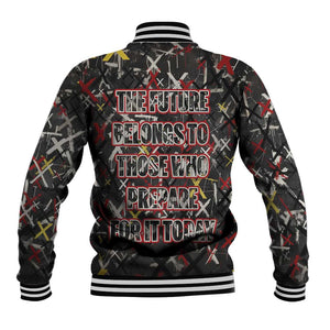Malcolm X Baseball Jacket Street Art Style Portrait Quote The Future Belongs to Those Who Prepare Civil Rights Tribute - African Pride