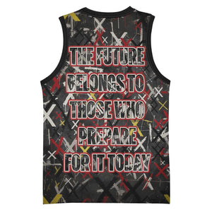 Malcolm X Basketball Jersey Street Art Style Portrait Quote The Future Belongs to Those Who Prepare Civil Rights Tribute - African Pride
