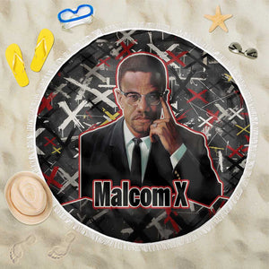 Malcolm X Beach Blanket Street Art Style Portrait Quote The Future Belongs to Those Who Prepare Civil Rights Tribute - African Pride