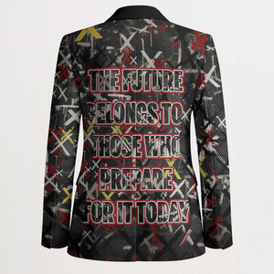 Malcolm X Blazer Street Art Style Portrait Quote The Future Belongs to Those Who Prepare Civil Rights Tribute - African Pride