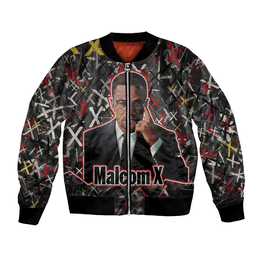 Malcolm X Bomber Jacket Street Art Style Portrait Quote The Future Belongs to Those Who Prepare Civil Rights Tribute - African Pride