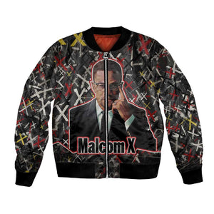 Malcolm X Bomber Jacket Street Art Style Portrait Quote The Future Belongs to Those Who Prepare Civil Rights Tribute - African Pride