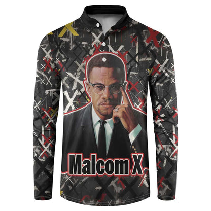 Malcolm X Button Sweatshirt Street Art Style Portrait Quote The Future Belongs to Those Who Prepare Civil Rights Tribute