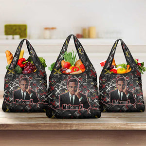 Malcolm X Grocery Bag Street Art Style Portrait Quote The Future Belongs to Those Who Prepare Civil Rights Tribute - African Pride