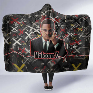 Malcolm X Hooded Blanket Street Art Style Portrait Quote The Future Belongs to Those Who Prepare Civil Rights Tribute - African Pride