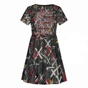Malcolm X Kid Short Sleeve Dress Street Art Style Portrait Quote The Future Belongs to Those Who Prepare Civil Rights Tribute TS04