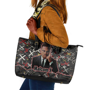 Malcolm X Leather Tote Bag Street Art Style Portrait Quote The Future Belongs to Those Who Prepare Civil Rights Tribute - African Pride